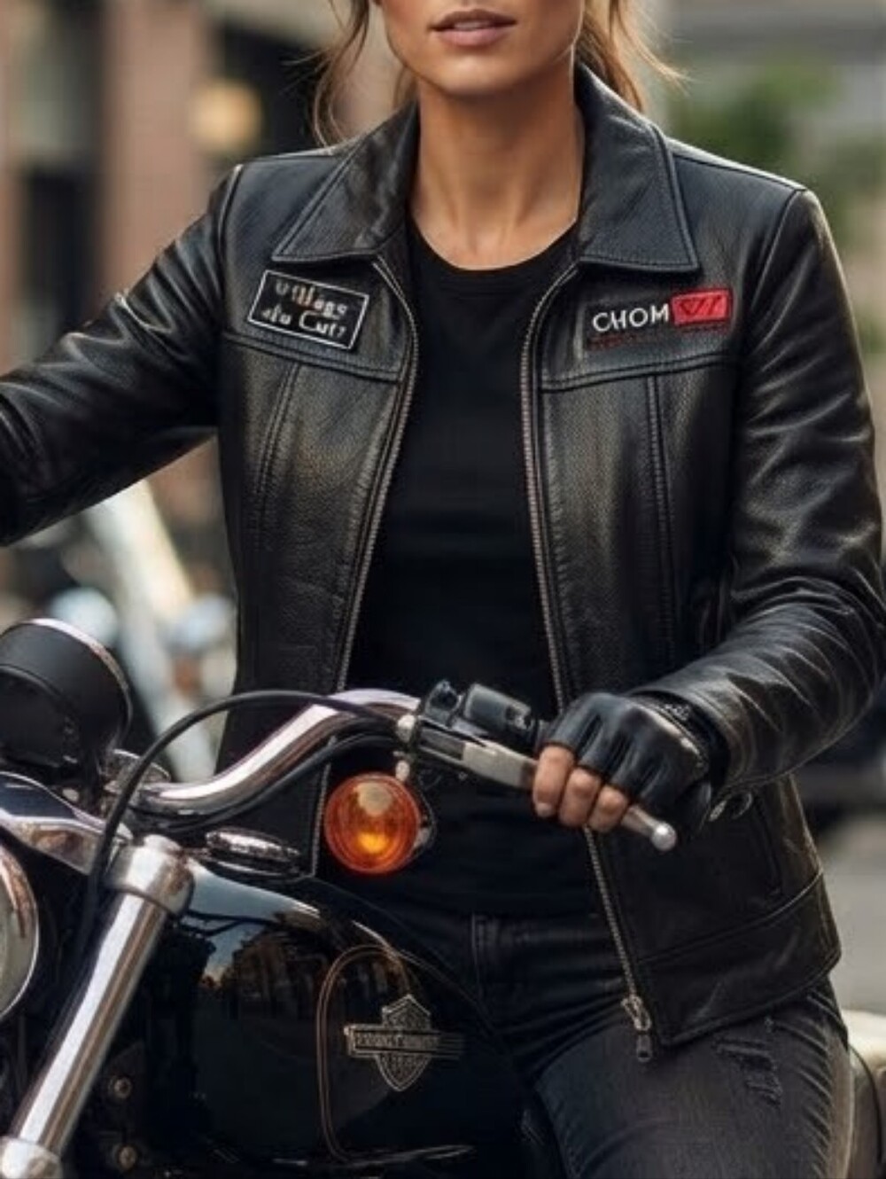 100% Leather Vintage CHOM 97.7 Rock Radio Jacket Made In Montreal